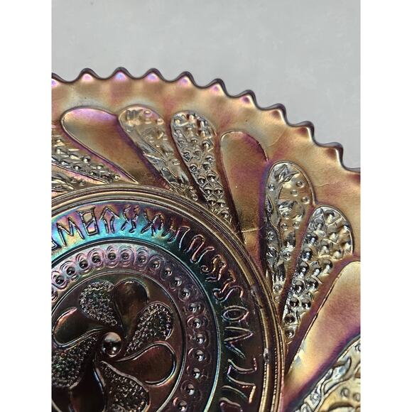 Antique Amethyst Blue Dugan Carnival Glass Round-Up Pattern Plate 1910-1912 - Picture 7 of 8